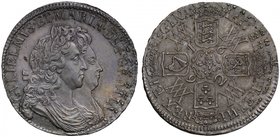 William and Mary (1688-94), silver Crown, 1692, 2 of date struck over inverted 2, conjoined busts right, legend surrounding, GVLIELMVS. ET. MARIA. DEI...