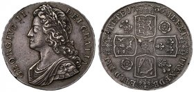 George II (1727-60), silver Crown, 1736, young laureate and draped bust left, legend and toothed border surrounding, GEORGIVS. II. DEI. GRATIA., rev. ...