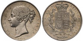Victoria (1837-1901), silver Crown, 1845, young filleted head left, W WYON. R A raised on truncation, date below, legend and toothed surrounding, VICT...