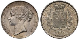 Victoria (1837-1901), silver Crown, 1845, young filleted head left, W WYON. R A raised on truncation, date below, legend and toothed surrounding, VICT...