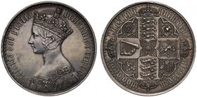 Extremely Rare Victoria Silver Proof Gothic Crown Dated 1853

Victoria (1837-1901), silver Proof Gothic Crown, 1853, engraved by William Wyon, crown...