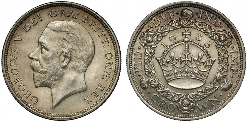 † George V (1910-36), 0.500 silver Wreath Type Crown, 1933, bare head left, BM r...