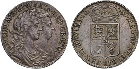 William and Mary (1688-94), silver Halfcrown, 1689, first conjoined laureate and draped busts right, legend and toothed border surrounding, GVLIELMVS....