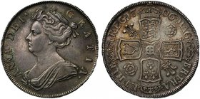 Anne (1702-14), silver Halfcrown, 1706, draped bust left, legend and toothed border surrounding, ANNA. DEI. GRATIA., rev. Pre-Union type crowned cruci...