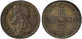 James II (1685-88), silver Sixpence, 1687, laureate and draped bust left, legend and toothed border surrounding, IACOBVS. II. DEI. GRATIA, rev. crowne...
