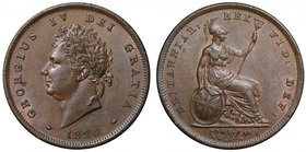 George IV (1820-30), copper Penny, 1826, laureate head left, date below, legend and toothed border surrounding, GEORGIUS IV DEI GRATIA, rev. Britannia...