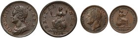 † George II (1727-60), copper Farthing, 1754, laureate and cuirassed bust left, legend and toothed border surrounding, GEORGIVS. II. REX., rev. Britan...