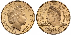 g Elizabeth II (1952-), gold Proof Five Pounds, 2000, Queen Elizabeth the Queen Mother 100th Birthday Commemorative struck in 22 carat gold, fourth cr...
