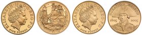 g Elizabeth II (1952 -), boxed pair of gold proof Five Pounds, 2005, 200th Anniversary of the Battle of Trafalgar 21st October 1805 and Lord Nelson, s...
