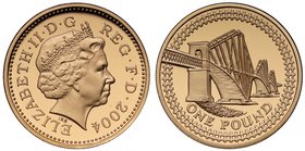 g Elizabeth II (1952 -), gold proof One Pound Coin, 2004, struck in 22 carat gold, crowned bust right, IRB below for designer Ian Rank Broadley, legen...