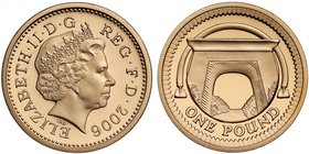 g Elizabeth II (1952 -), gold proof One Pound Coin, 2006, struck in 22 carat gold, crowned bust right, IRB below for designer Ian Rank Broadley, legen...