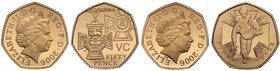 g Elizabeth II (1952 -), boxed pair of gold proof Fifty-Pence, 2006, Victoria Cross, “The Award” and “The Heroic Acts” issues, struck in 22 carat gold...