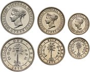 † Ceylon, Victoria (1837-1901), proof off-metal strike three-coin set in silver, ¼-Cent; ½-Cent; Cent, 1870 (KM 90a; 91a; 92a). Light surface marks ot...