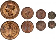 † Ceylon, Victoria (1837-1901), proof bronze four-coin set, ¼-Cent; ½-Cent; Cent and 5-Cents, 1891 (KM 90; 91; 92; 93). The ¼-Cent with dark patina, g...