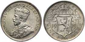 Cyprus, British Colony, George V (1910-36), silver 9-Piastres, 1919 (Pr. 13; KM 13). Extremely fine.