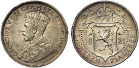 Cyprus, British Colony, George V (1910-36), silver 18-Piastres, 1921 (Pr. 5; KM 14). Edge-nick, otherwise good very fine.