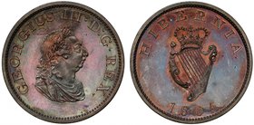† Ireland, George III (1760-1820), copper proof Halfpenny, 1805, laureate and draped bust right, legend and toothed border surrounding both sides, rev...
