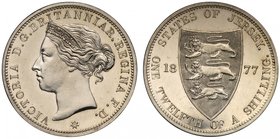 † Jersey, Victoria (1837-1901), Pattern One Twelfth of a Shilling, 1877, struck in cupro-nickel on a heavy flan at the Royal Mint, coronetted head lef...
