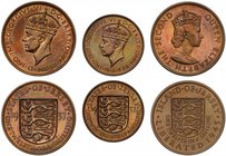 † Jersey, George VI (1936-52), bronze proof 1/12th of a Shilling, with 1/24th of a Shilling 1937, crowned head left, legend surrounding, rev. Arms of ...