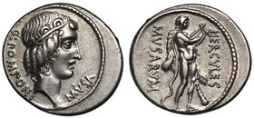 Roman Republic, Q. Pomponia Musa (66 B.C.), silver Denarius, mint of Rome, diademed head of Apollo right, hair in ringlets tied with band, Q. POMPONI ...