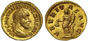 Roman Empire, Trajan Decius (A.D. 249-251), gold Aureus, mint of Rome, IMP. C. M. Q. TRAIANVS DECIVS AVG., laureate, draped and cuirassed bust right, ...