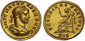 Roman Empire, Probus (A.D. 276-282), gold Aureus, mint of Siscia, IMP C M AVR PROBVS P F AVG, laureate, draped and cuirassed bust right, rev. SECVRITA...