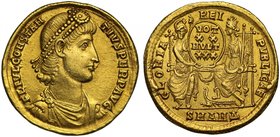 Roman Empire, Constantius II (A.D. 337-361), gold Solidus, mint of Antioch A.D. 347-350, mint mark Δ, FL IVL CONSTAN-TIVS PERP AVG, diademed, draped a...