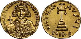 Byzantine Empire, Anastasius II (A.D. 713-715), gold Solidus, mint of Constantinople, O N APTEMIUS ANASTASIUS MUL, crowned bust facing, wearing chlamy...