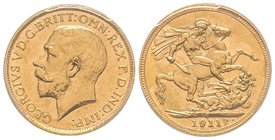 Australia, George V 1910-1936
Sovereign, Sydney, 1911 S, AU 7.98 g. 917‰
Ref : Fr. 38, KM#29, Spink 4003 
PCGS MS63
