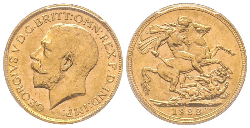 Australia, George V 1910-1936
Sovereign, Perth, 1922 P, AU 7.98 g. 917‰ 
Ref : F...