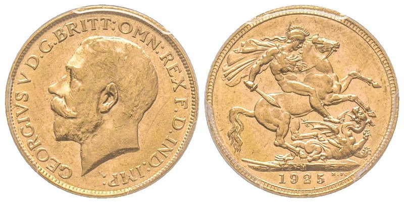 Australia, George V 1910-1936
Sovereign, Melbourne, 1925 M, AU 7.98 g. 917‰ Ref ...