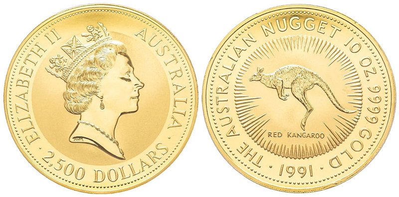 Australia, Elizabeth II 1952-
2500 Dollars Kangaroo, 10 Oz, 1991, AU 311.06 g....