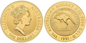 Australia, Elizabeth II 1952-
500 Dollars Kangaroo, 2 Oz, 1991, AU 62.2 g.
Ref : Fr. B25, KM# 150
PCGS Proof 68 DEEP CAMEO