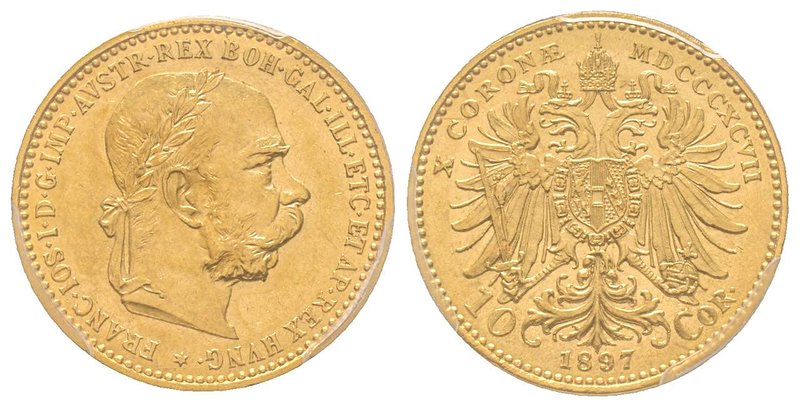 Austria, Franz Joseph, 1848-1916
10 Couronnes, 1897, AU 3.39 g. 
Ref : Fr. 506, ...