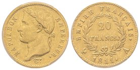 Premier Empire 1804-1814
20 Francs, Paris, 1811 A, AU 6.45 g.
Ref : G.1025, Fr. 516
PCGS AU55