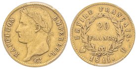 Département de l'Éridan 1802-1814
20 Francs, Turin, 1811 U, AU 6.45 g.
Ref : G.1025, Fr. 516, Pag. 22
PCGS XF45