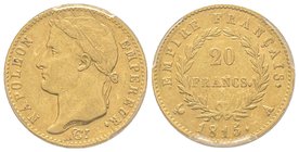 Cent-Jours, 20 mars-22 juin 1815
20 Francs, Paris, 1815 A, AU 6.45 g.
Ref : G.1025a, Fr. 522
PCGS AU53