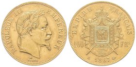 Second Empire 1852-1870 
100 Francs, Paris, 1867 A, AU 32.25 g. 
Ref : G.1136, Fr. 580 
PCGS AU58
Quantité : 4309 ex. Rare.
