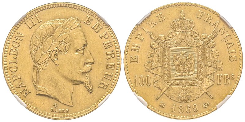 Second Empire 1852-1870 
100 Francs, Strasbourg, 1869 BB, AU 32.25 g. 
Ref : G.1...