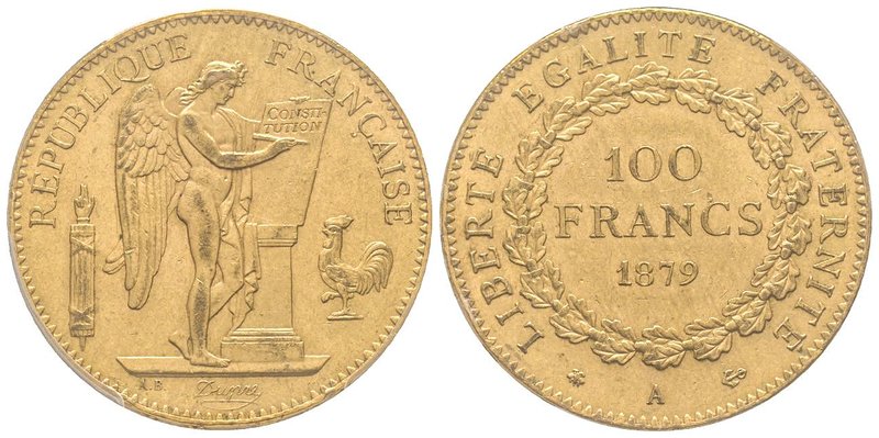 Troisième République 1870-1940 
100 Francs, Paris, 1879 A, ancre barrée, AU 32.2...