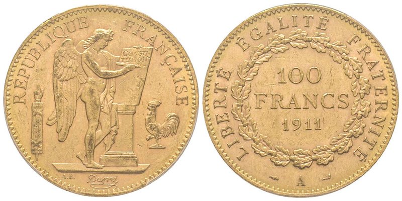 Troisième République 1870-1940
100 Francs, Paris, 1911 A, AU 32.25 g. 
Ref : G.1...