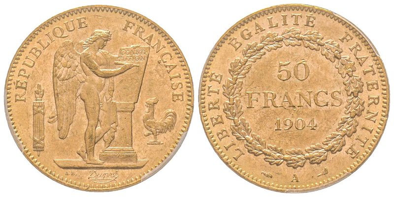 Troisième République 1870-1940
50 Francs, Paris, 1904 A, AU 16.12 g.
Ref : G.111...