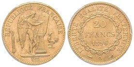 Troisième République
20 Francs, 1896 A,AU 6.45 gr.
Ref: G. 1063 Torche
PCGS MS64