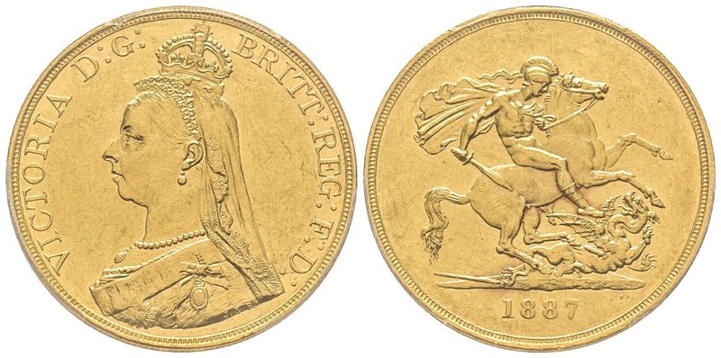 Victoria I 1837-1901 
5 Pounds, 1887, AU 40 g. 917‰ 
Ref : Fr. 390, Spink 3864, ...