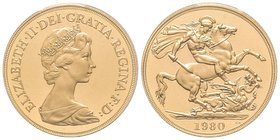 Elizabeth II -
2 Pounds, 1980, AU 16 g. 917‰ 
Ref : Spink 4503
PCGS PROOF 69 DEEP CAMEO