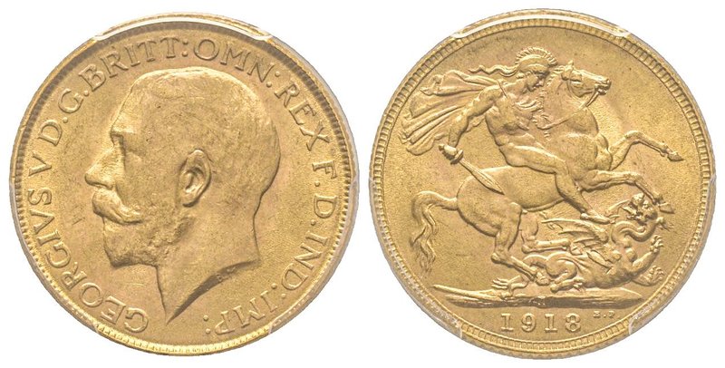 India, George V 1910-1936
Sovereign, Bombay, 1918, AU 7.98 g. 917‰
Ref : Fr. 160...