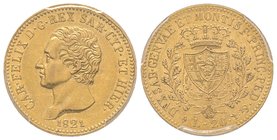 Carlo Felice, 1821-1831 
20 Lire 1821, Torino, AU 6.45 g. 
Ref : Fr. 1136
PCGS AU53