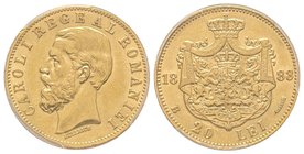 Romania, Carol I 1866-1914
20 Lei, 1883 B, AU 6.45 g. Ref : Fr. 3, KM#20 
PCGS MS61