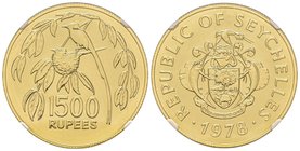 Seychelles, 1500 Rupees, 1978, AU 33.43 g. 900‰
Ref : Fr. 2, KM#41 
NGC MS69
Quantité : 683 exemplaires. Rare et FDC