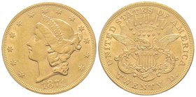 20 Dollars, Philadelphie, 1874, AU 33.43 g. 
Ref : KM#74.2, Fr.174 
PCGS AU55